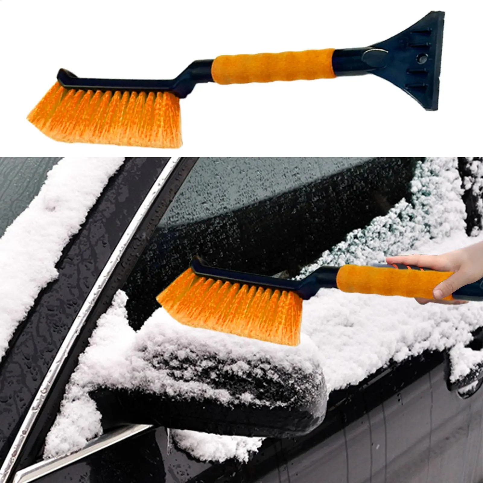 2 in 1 Ice Scraper and Brush Car Windshield Ice Scraper Car Snow Brush Frost Removal Ergonomic Foam Grip Car Winter Cleaner