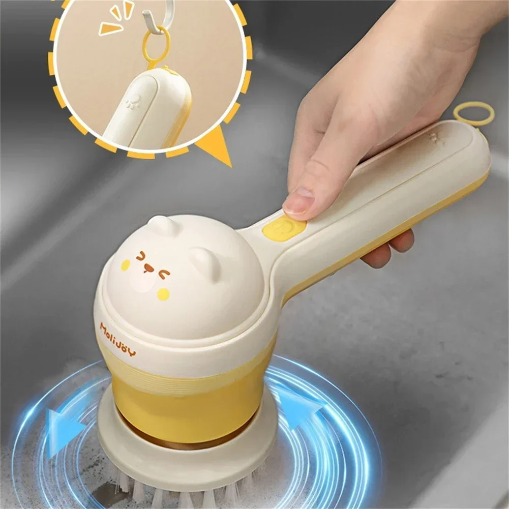 For Home Cleaning Color: Yellow Electric Spin Scrubber Long Lasting Battery Cleaner Battery Operated Household Cleaning