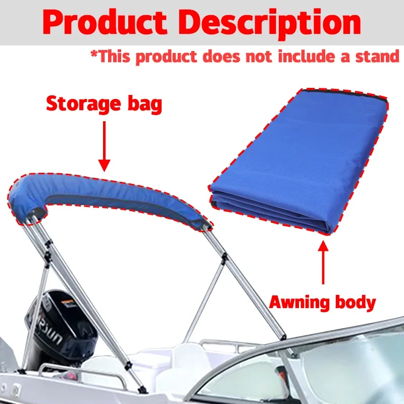 600D 3 Bow Bimini Top Boot Cover No Frame Waterproof Yacht Boat Cover With Zipper Anti UV Dustproof Cover Marine Accessories