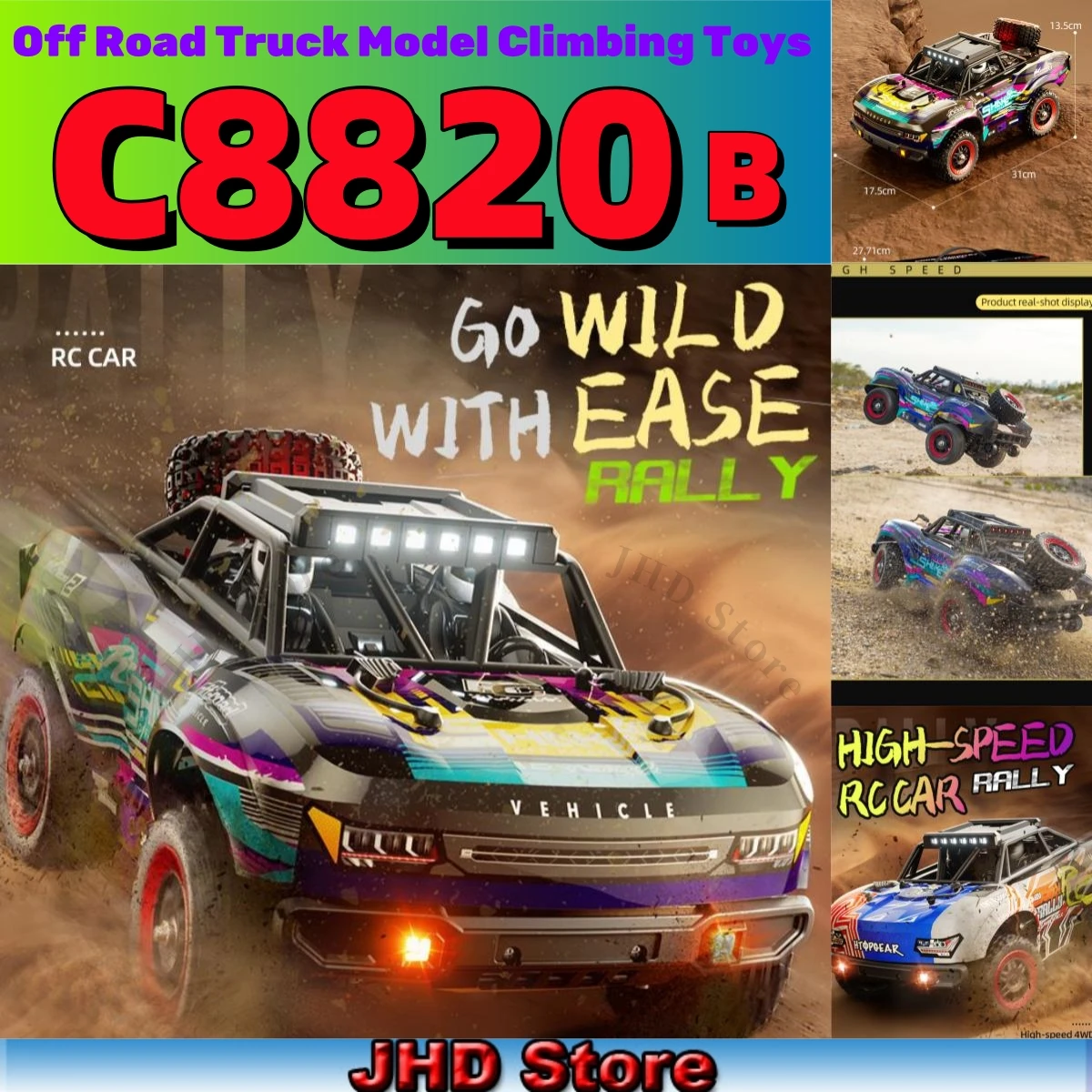 

JHD for C8820 Electric Remote Control Car 1:18 2.4GHz Off Road Truck Model Climbing Toys Birthday Christmas Gift