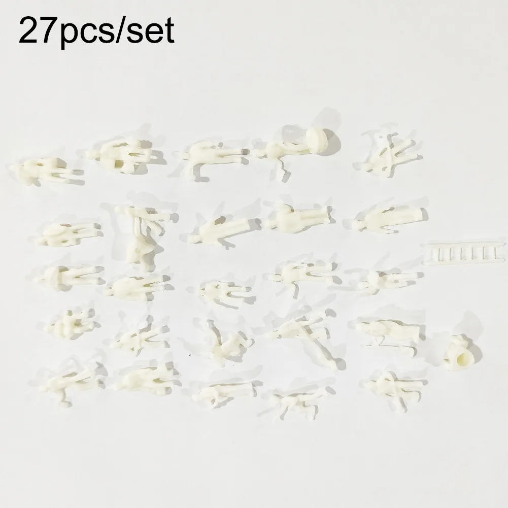 27pcs 1:87 Model Railway Train People Figures HO OO Gauge 20mm WORKMEN WHITE Outdoor Landscape Model Accessories