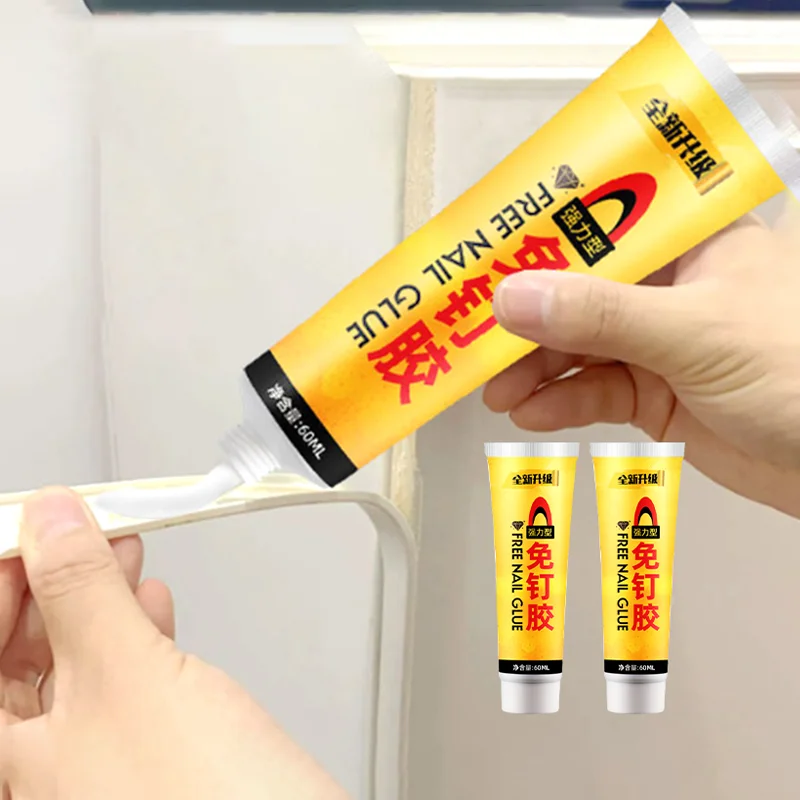 60ML Strong Waterproof Transparent Glue Free Nails Glue No Tools, Odorless, Adhesive For Wood Furniture