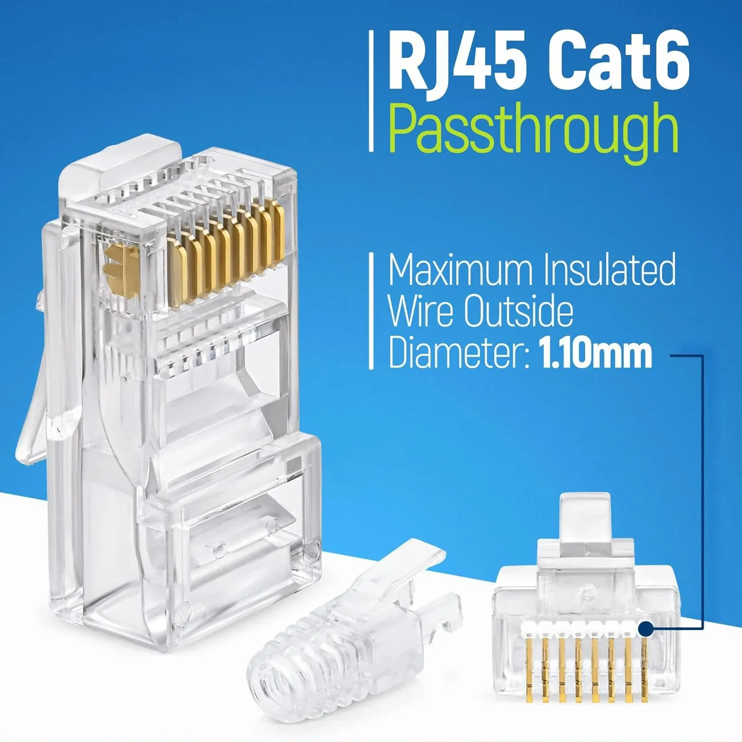 Woeow rj45 cat6 passiert Steck verbinder und Zug entlastungs stiefel, ez zum Crimpen eines modularen Steckers für ein festes oder verse iltes