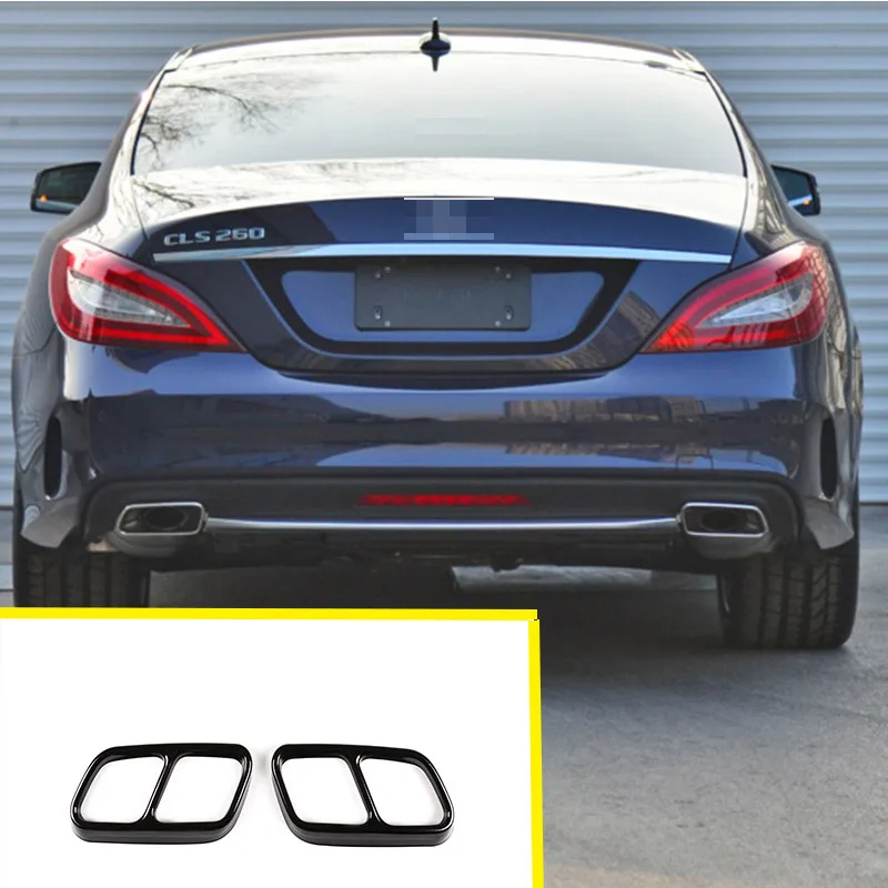 

For Mercedes-Benz CLS 2012-17 Stainless Steel Bright Black Car Tail Muffler Exhaust Pipe Output Cover Car Accessories