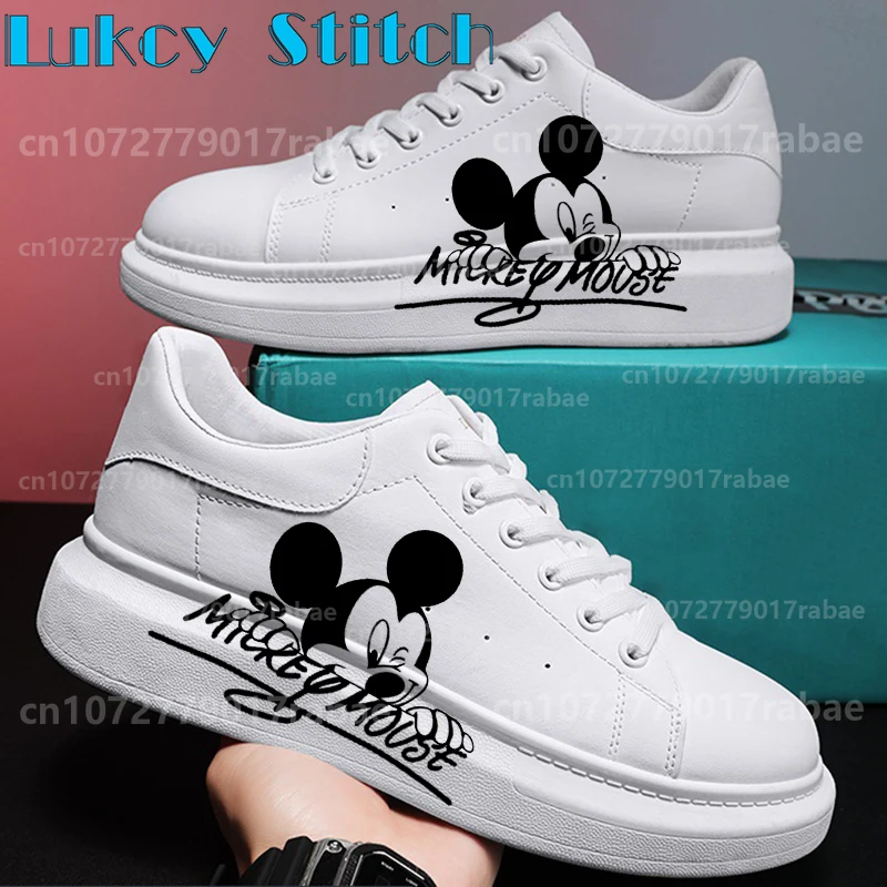 Mickey minnie buty dla par moda mężczyźni kobiety obuwie męskie platformy trampki dziewczęce Casual kateboarding mieszkania 3D graffiti