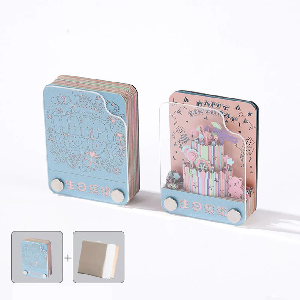 3D Architectural Paper Carving Sticky Notes - Refrigerator Magnet Memo Pad, Creative Tabletop Ornament Friend Gift
