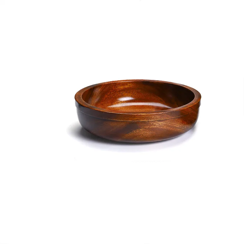 Teak Acacia Lacquer Large Wooden Bowl, Whole Wood, Salad, Dessert, Cereal