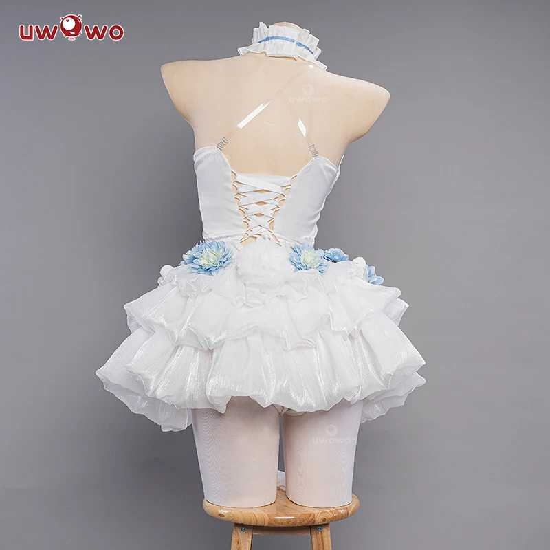 IN STOCK UWOWO Mikku Cosplay Costume Flower Fairy Dress Full Set Anime Cute Women White Bunny Jumpsuit Halloween Costumes