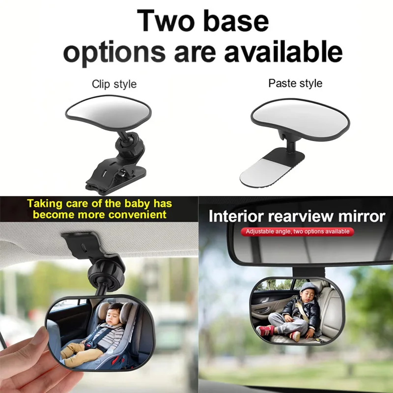 New Car Rearview Mirror Wide View Safety Mirror For Windshield Infant Car Seats Clear Reflection 360-Degree Rotatable Adjustable