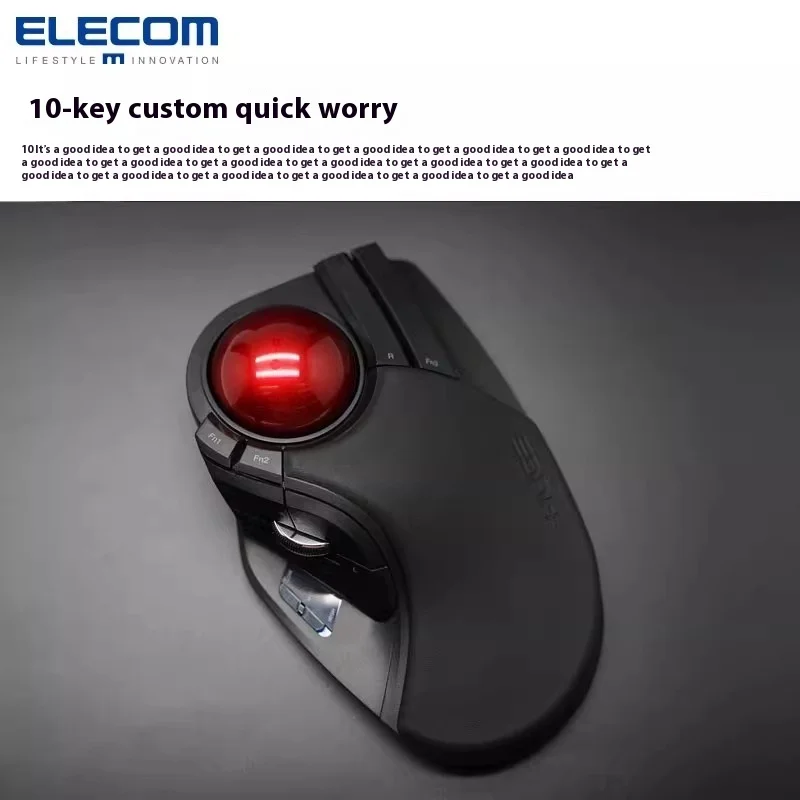 ELECOM مريح عمودي ماوس كرة التتبع ماوس لاسلكي 2.4G 10 أزرار قابلة للبرمجة مخصص مكتب الكمبيوتر ل AutoCAD PS