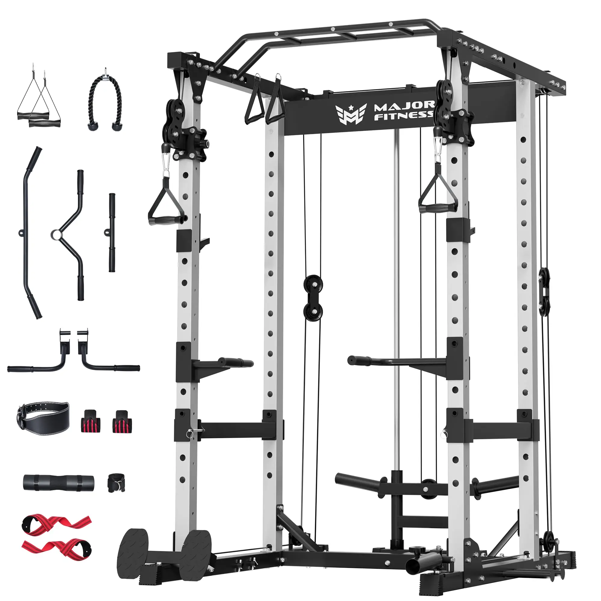 MAJOR FITNESS Drone1 Power Cage, All-in-One Home Gym with Cable Crossover, LAT Pulldown, Squat Rack & Landmine