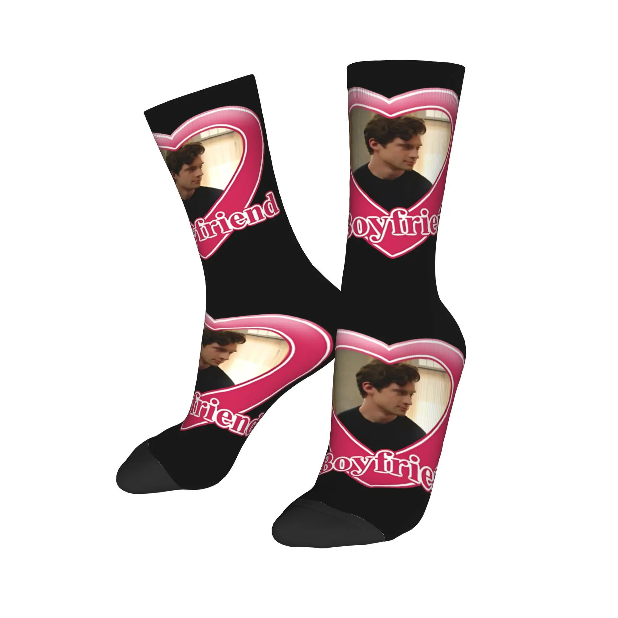 

Funny David Corenswet My Boyfriend Football Socks Polyester Middle Tube Socks for Unisex Breathable