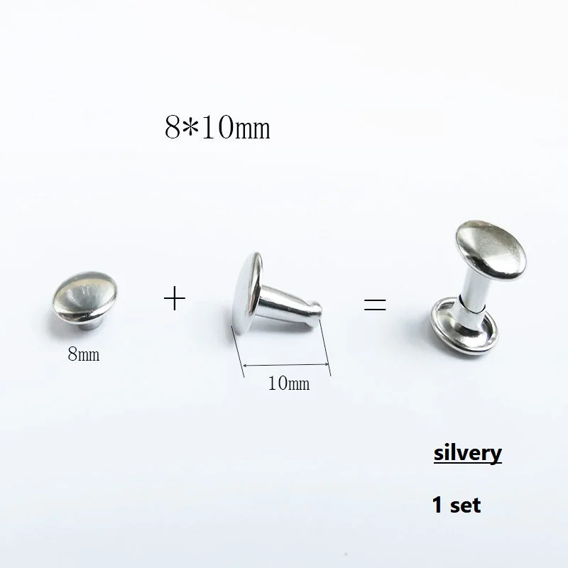 100 Sets Leather Rivets Double Cap Rivet Tubular Metal Studs For Leather Craft Repairs Decoration 5 Colors 8 Sizes Optional