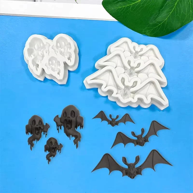 1/5pcs 2026 New Model Ghost Halloween Silicone Sugarcraft Mold Resin Tools Cupcake Baking Mould Fondant Cake Decorating Tools