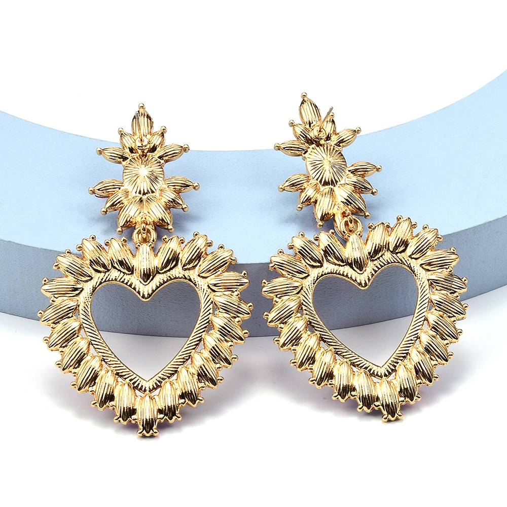 New Arrival Love Heart Pendant Earring Exaggerated High Quality Multicolored Rhinestone Drop Earrings Jewelry For Women image 2