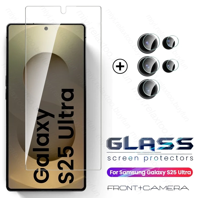 2To1 9H Screen Protector HD Glass For Samsung Galaxy S25 Ultra 5G Camera Glass Samung Sansung S25Ultra S 25 24 Plus 25Ultra S25+