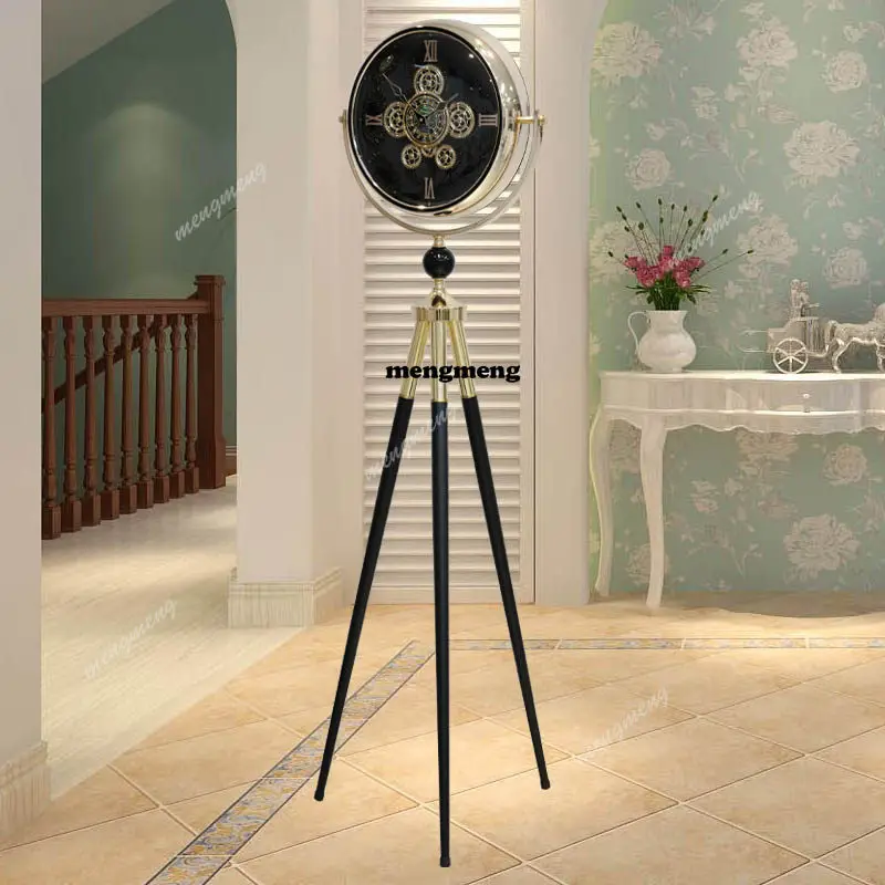 Retro light luxury floor clock living room home vertical villa ornament decoration silent seat clock