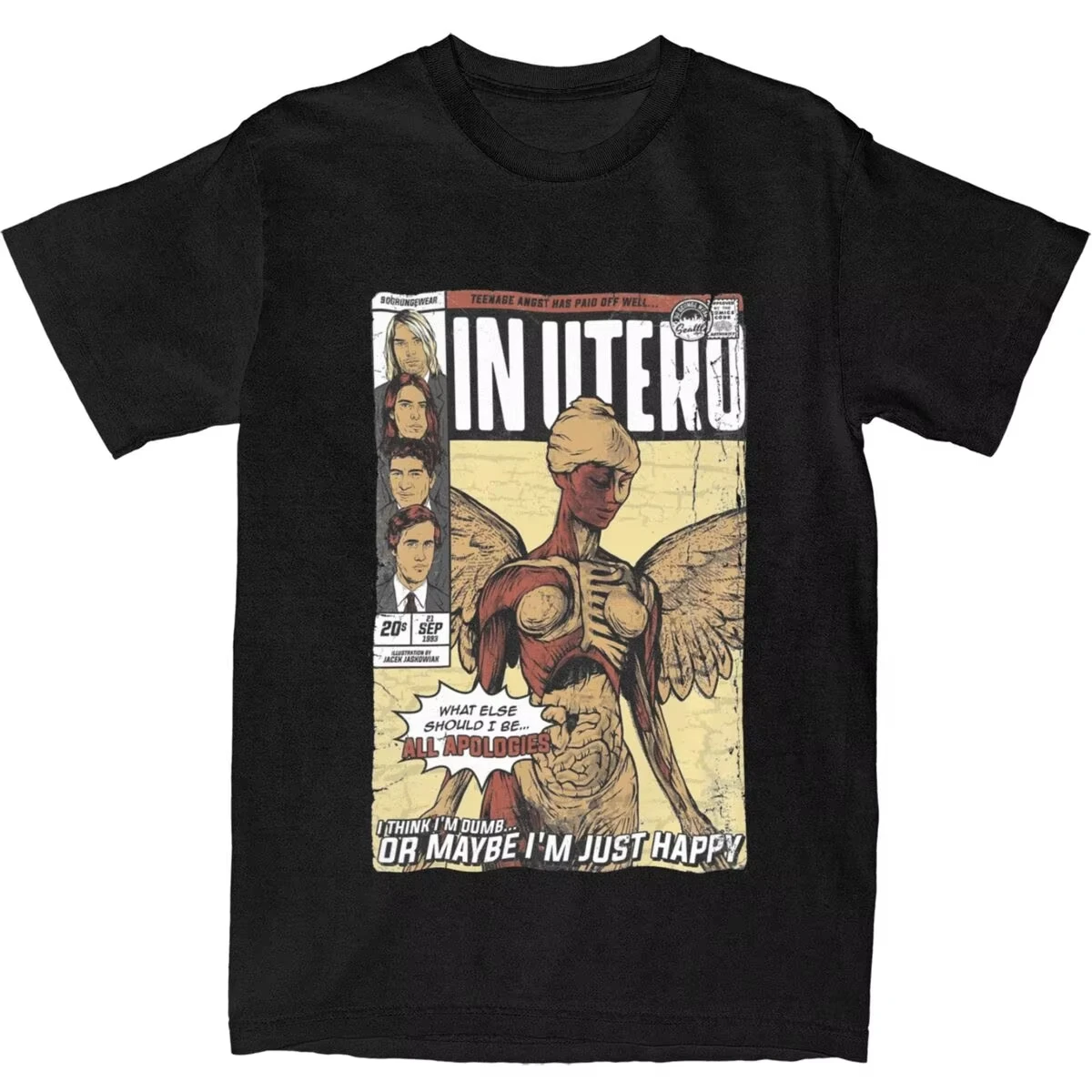 

Футболки In Utero Kurt Cobain, забавные футболки в стиле Харадзюку, крутые хлопковые футболки с короткими рукавами для мужчин и женщин, забавная уличная одежда, универсальные топы унисекс для отдыха