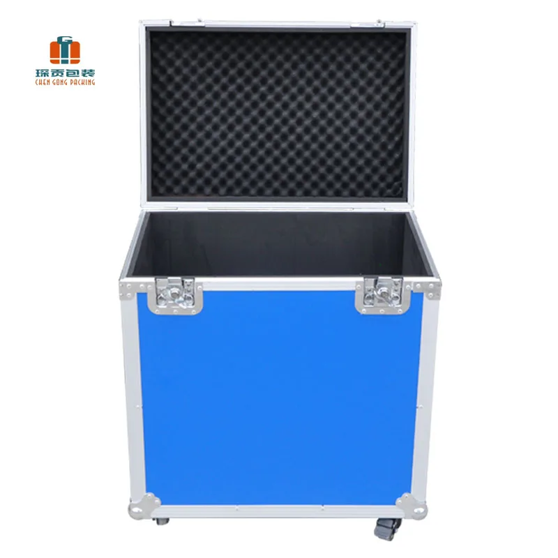 Custom Size Blue Aluminum Alloy Flight case Customized Trolley Wheels Aluminum Road case