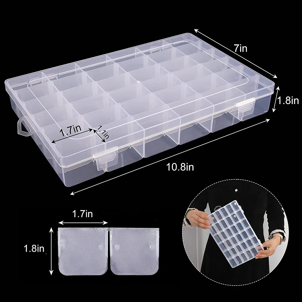 Scatola Organizer per punto croce con filo interdentale da ricamo a 36 griglie con 5 adesivi per la conservazione di gioielli per cucire fai da te a