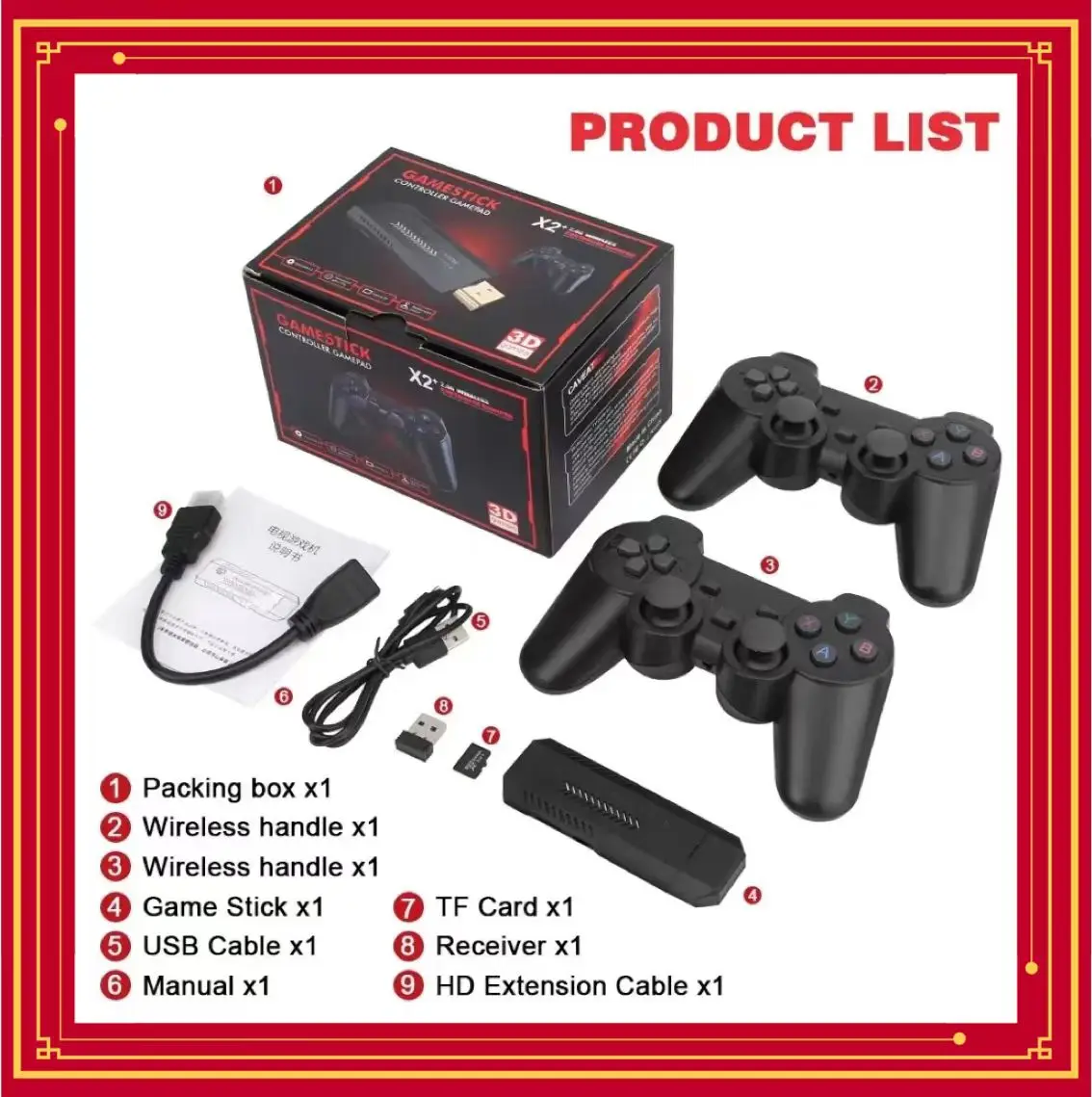 

Игровая ретро-консоль X2 Plus, 256G, 50000 Game GD10 Pro, 4K Game Stick, 3D HD, беспроводной контроллер, эмулятор ТВ 50 для PS1