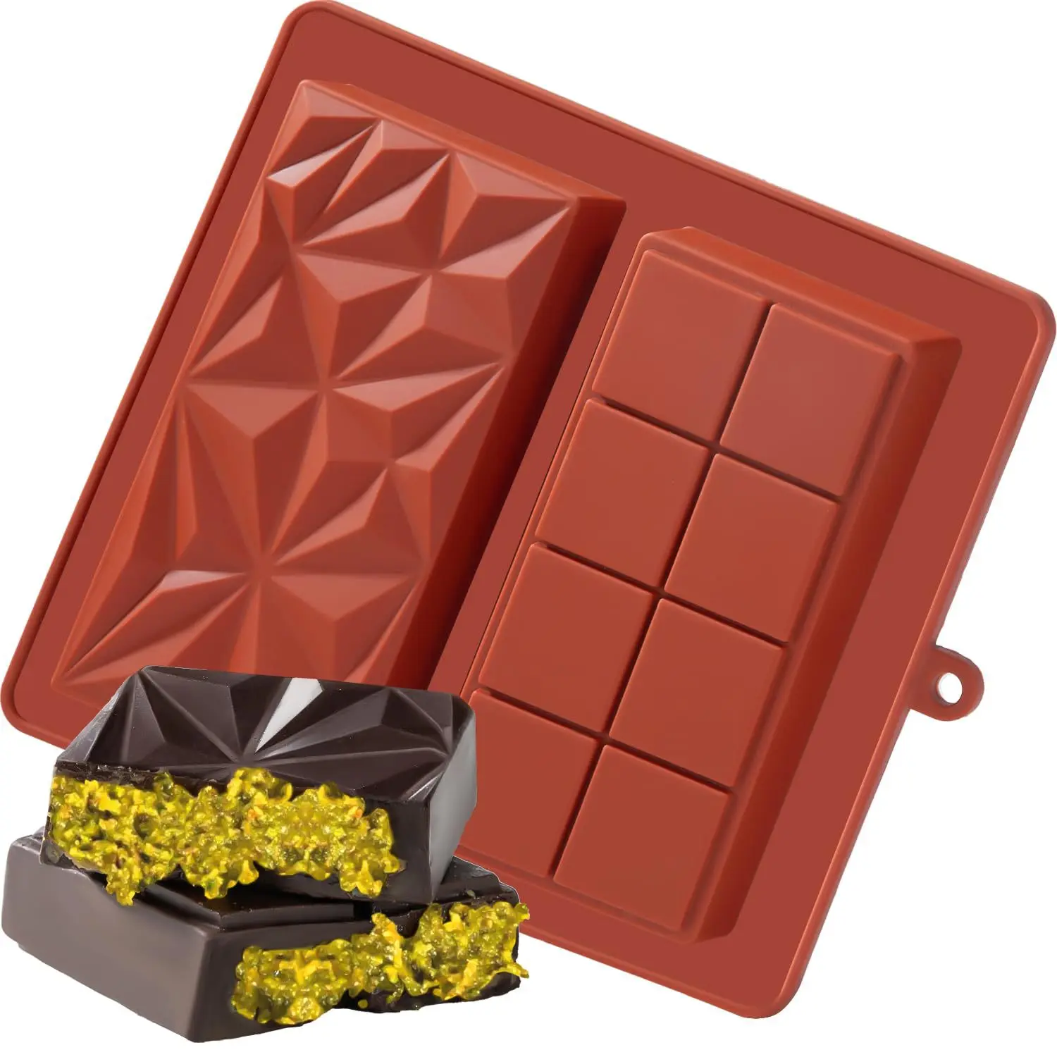 1Pcs Dubai Chocolate Mold Bar Pistachio Chocolate Bar Silicone Thick Mold for Filling Bars, Large Candy Bar Mold for Filling