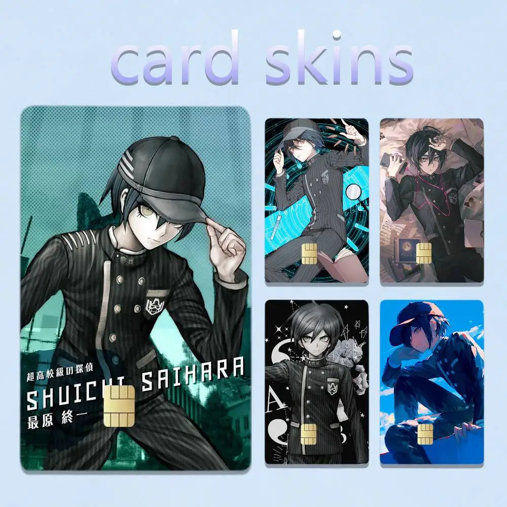 Anime D-Danganronpa S-Shuichi Saihara 4pcs 1Set Laser Holographic Sticker Skin Cover for Credit Bank Debit Card