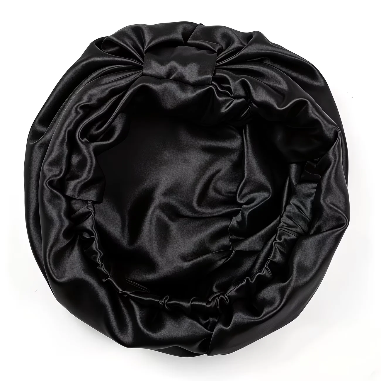 Double Layer Satin Bonnet with Eye Mask Adjustable Silk Sleep Cap Turban Style Hair Wrap for Curly Hair Black