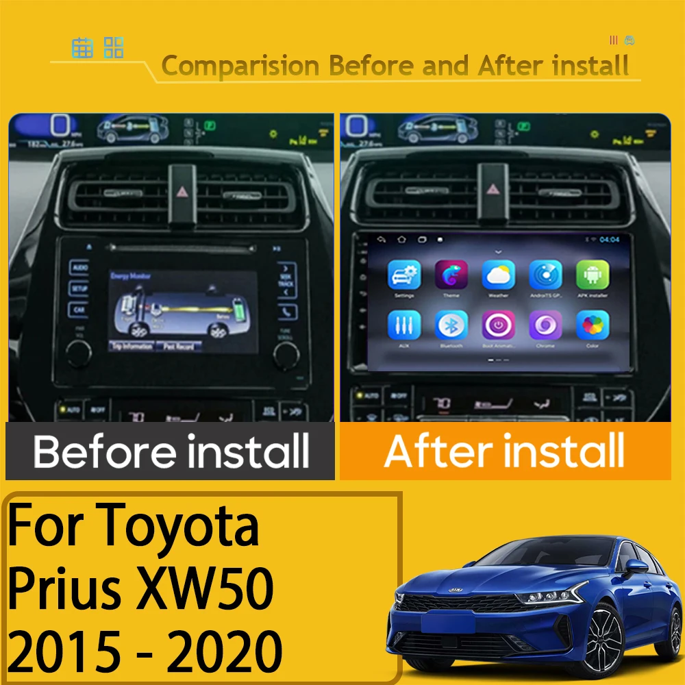 Android For Toyota Prius XW50 2015 - 2020 Car Player Auto Radio Multimedia GPS Video Navigation Carplay No 2Din Stereo Bluetooth