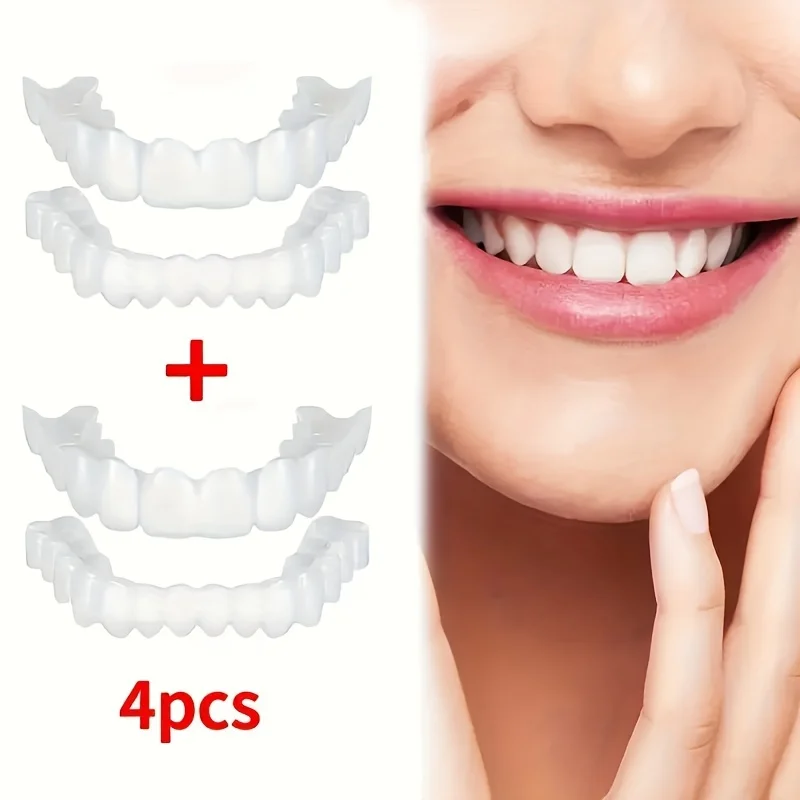 

6Pcs (3Pairs 3Top+3Bottom) Disposable White Fake Teeth, Unisex Comfort-Flex Natural-Look Dentures