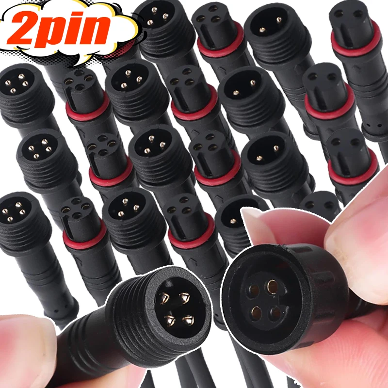 Waterproof 2/3/4 Pin Connector Cable Light Motorcycle Modification Male Female Plug with PVC Wire M12 IP67 for Car Accessories