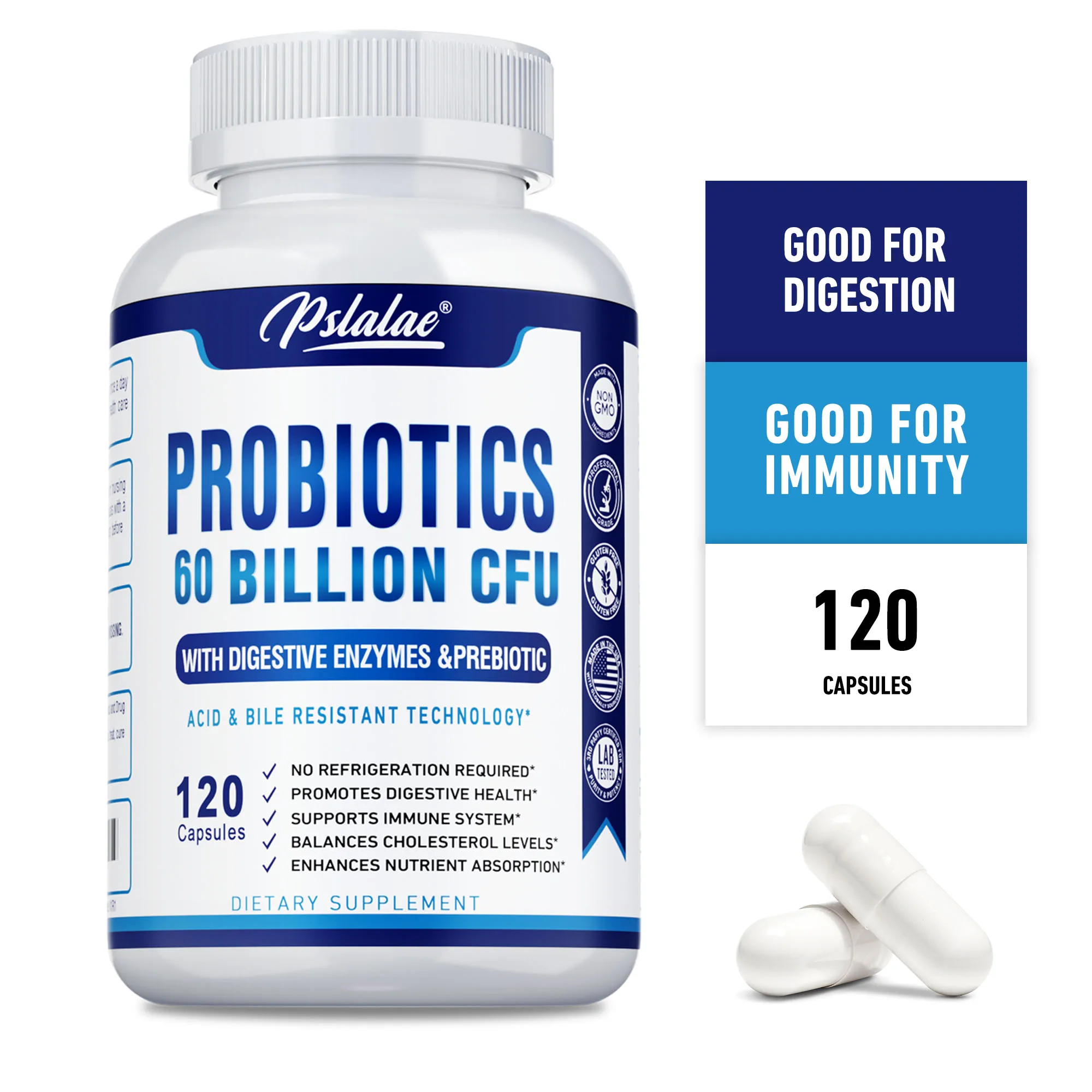 

Probiotics 60 Billion CFU - Promotes Nutrient Absorption, Regulate Gut Flora Balance, Support Gut Health, Boost Immunity