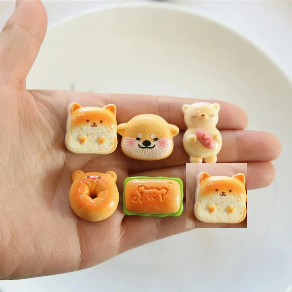 10pcs Cute Cartoon Kawaii Animal Bread Series Flat Back Resin DIY Scrapbooking Embellishments Cabochons Decoration Accessories