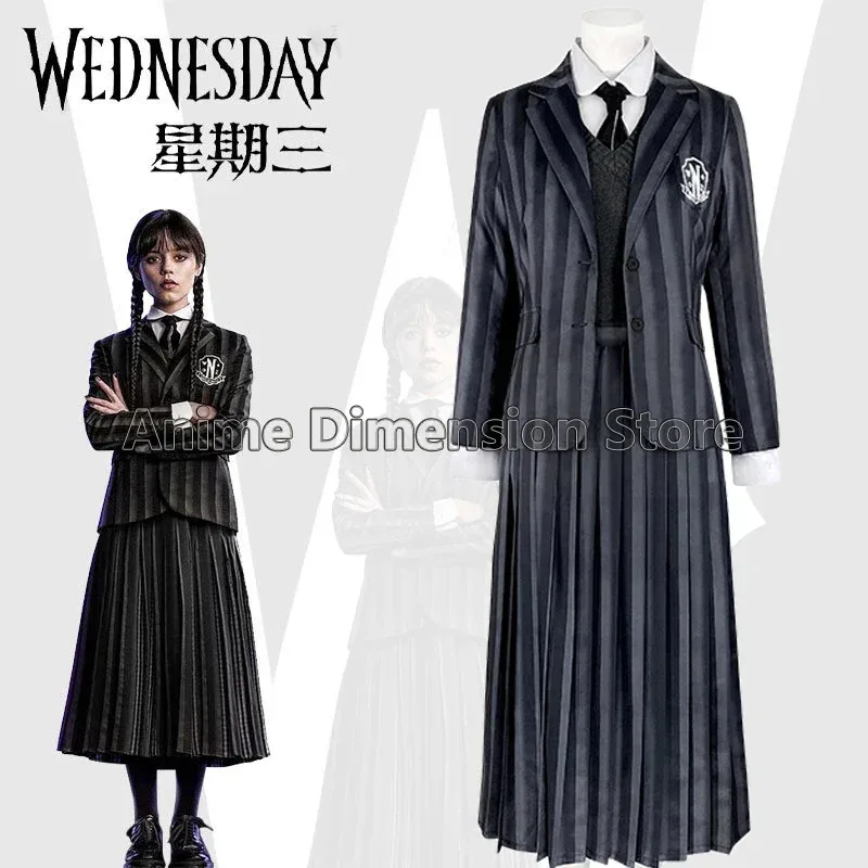 

Новые костюмы для косплея из фильмов и парик для школьниц Nevermore, школьная форма для колледжа, карнавальный костюм на Хэллоуин для W OF4