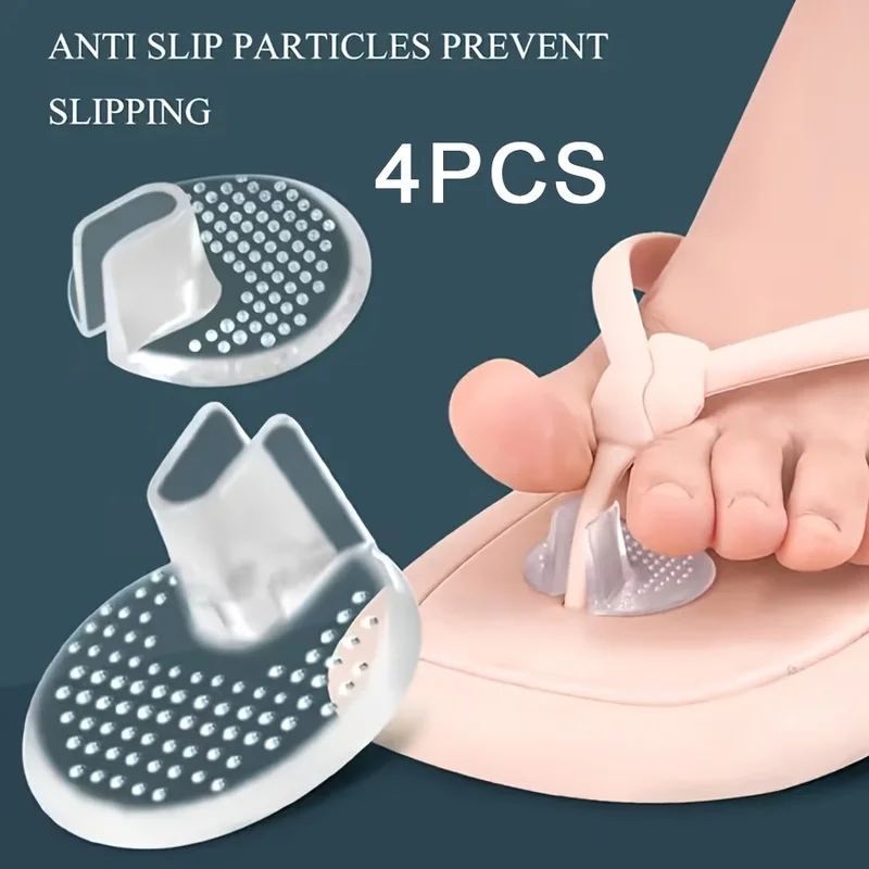 4Silicone adhesive toe separator pads for the forefoot，Unisex, non-slip, wear-resistant, and discreet design，Transparent, washab