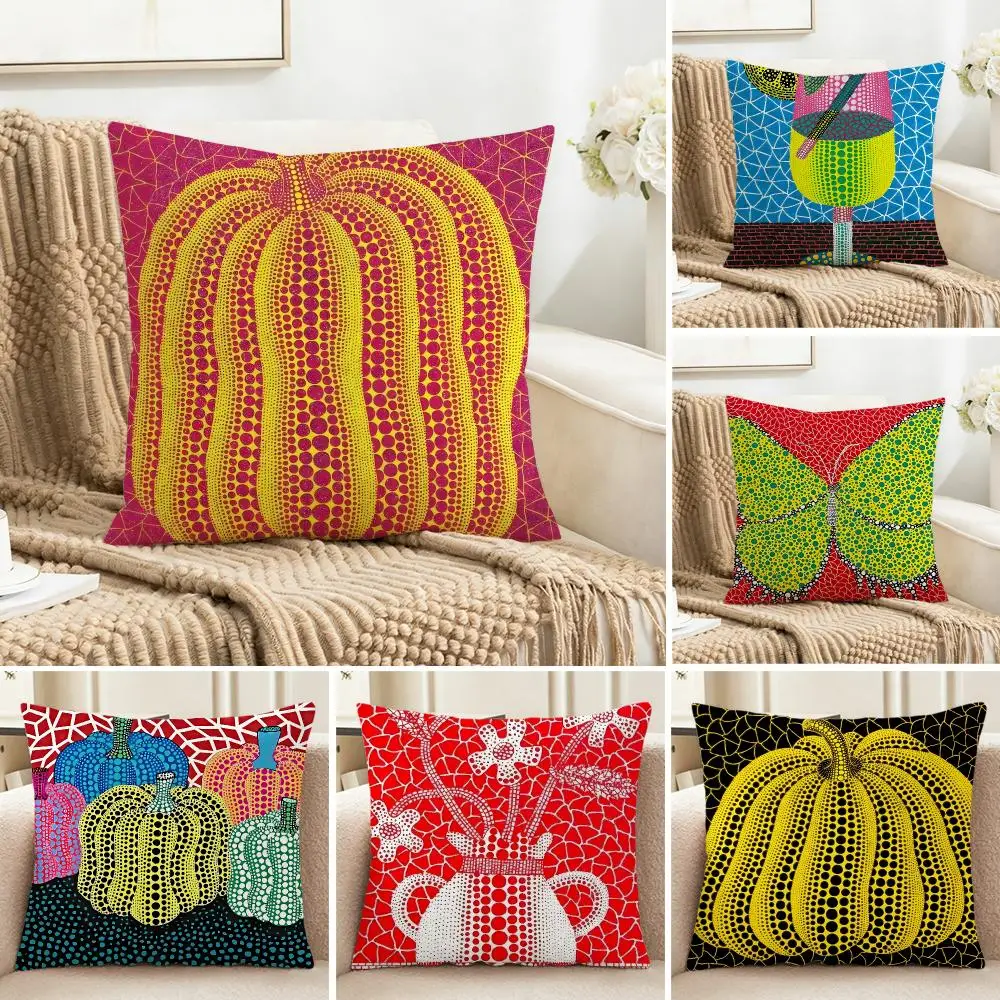 Avant Garde Artist Y-Yayoi Kusama Cushion Cover Cozy Pillowcase Holiday House Interior Sofa Bedroom Accessories