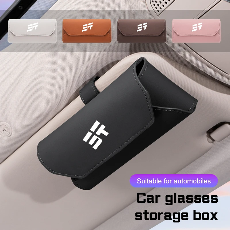 

For Chery Jetour DASHING X-1Plus T2 T3 X70 X70SM X90 X95 PLUS Magnetic Leather Car sunglasses storage box,Sun visor glasses case