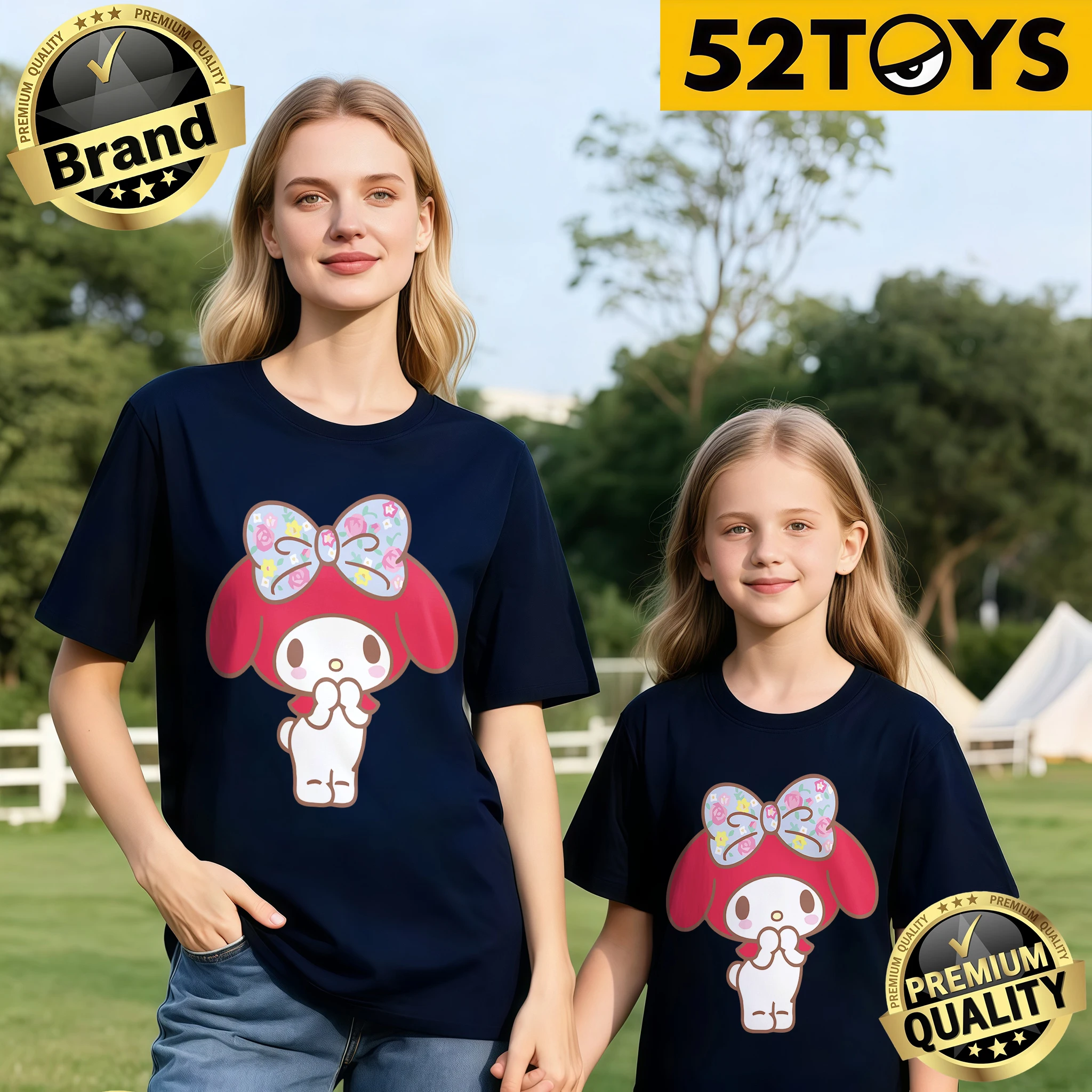 Camiseta De Algodón Estampada Con Lazo De Flores Merlotti En Verano2026,cómoda, Relajada, Casual Para Padres E Hijos(individual)