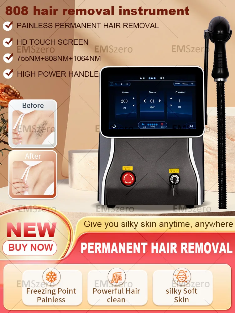 Newest 3000W 808nm Laser Diode Hair Removal Machine Freezing Point 3-Wavelength Permanent Painless Depilate