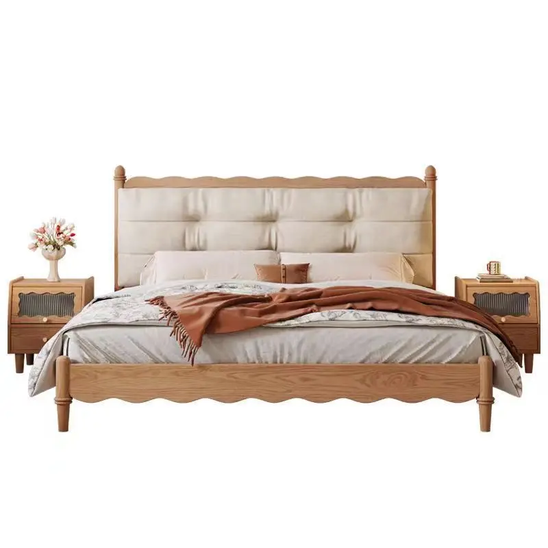 

Ash wood solid bed, double modern simple master bedroom Nordic wind bed