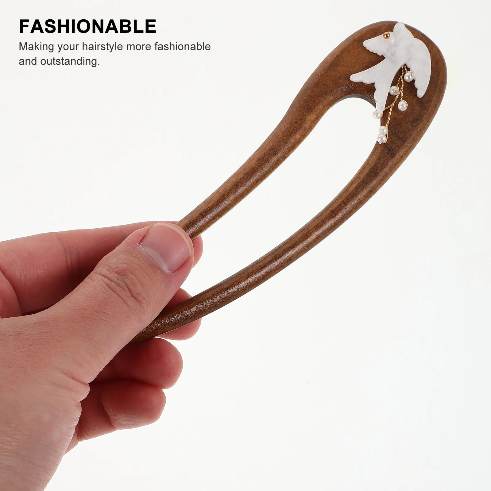 

U Shaped Hairpin Wooden Vintage Hair Stick Simple Retro Chignon Pin Bun Holder French Style Hair Styling Accessories