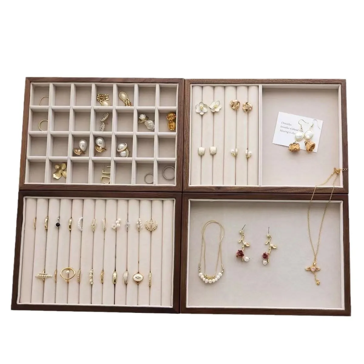 Walnut Solid Wood Jewelry Box Ring Pendant Storage Box Necklace Large Capacity Household Jewelry Organizer