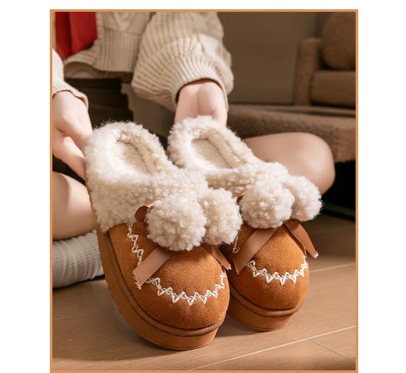 2026 Neue Damen-Plüsch-Winterstiefel - Niedliche Hausschuhe mit Dicker Sohle, Rutschfeste Fleece-Gefütterte Hausschuhe mit Warmem Flauschigem Innenfutter – Detail 21