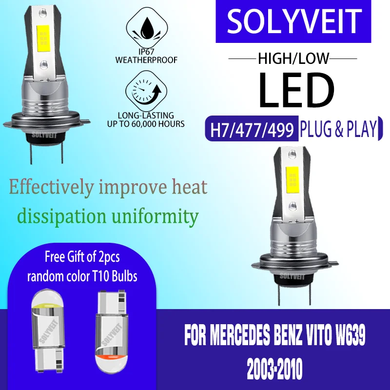 

Светодиодная лампа дальнего/ближнего света, простая установка, автомобильная лампа для фар для Mercedes Benz Vito W639 2003, 2004, 2005, 2006, 2007, 2008, 2009, 2010