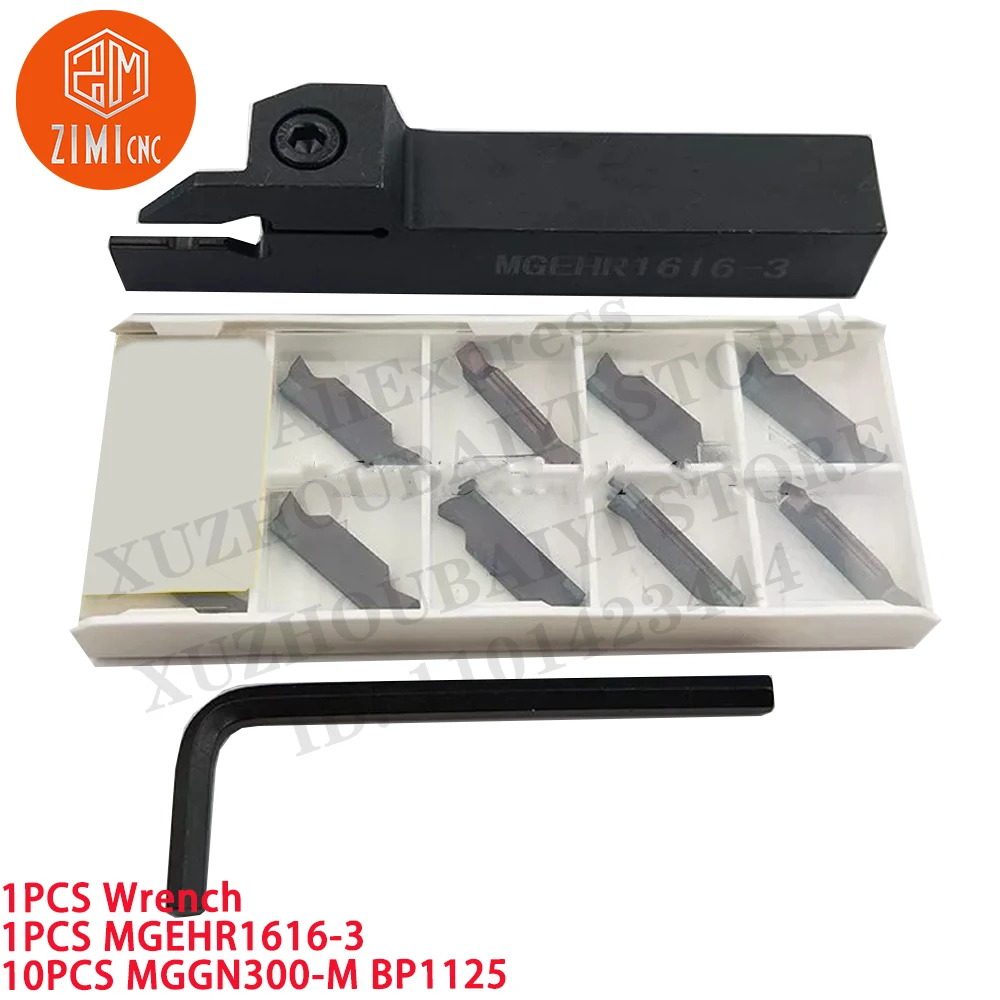 

1PC MGEHR1616-3 Grooving Cut-Off Tool Holder +10PC MGGN300-M BP1125 Carbide Inserts CNC tool metal lathe mechanical cutting tool