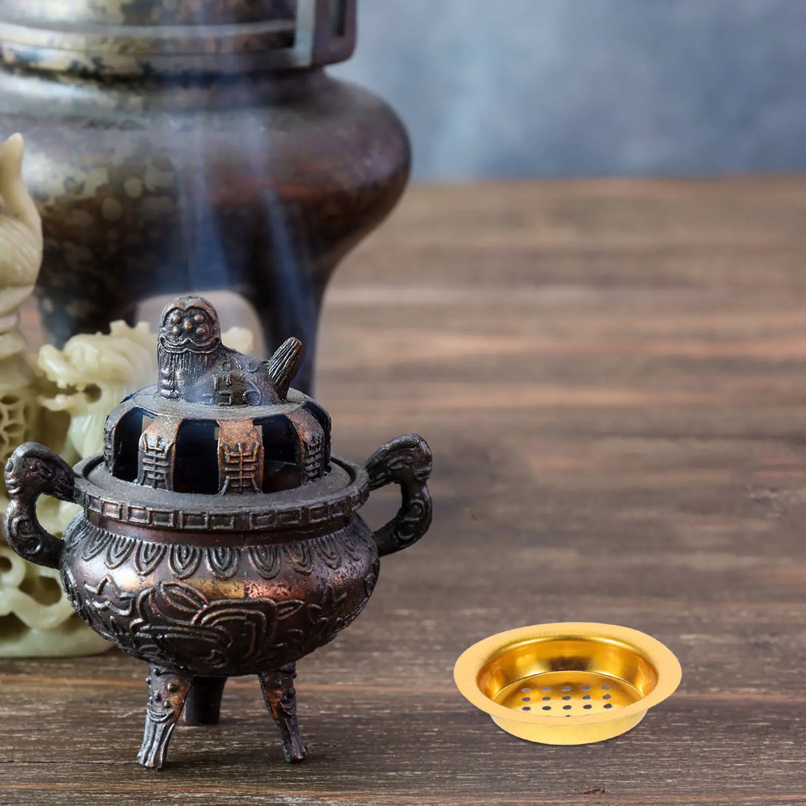 10 Pcs Middle Eastern Style Gold Tone Incense Cup Iron  Incense Burner Tray Incense Cone Holder Cup Mesh Screen Ash Catcher