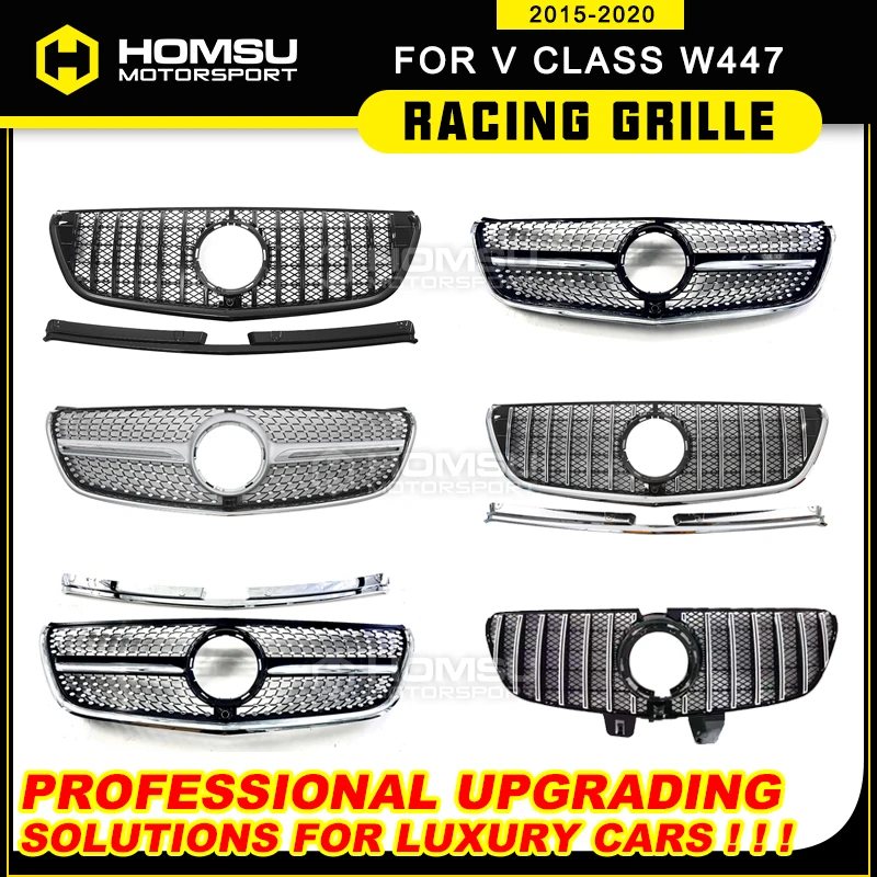 2020-2023y For V220 V250 V260 Diamond Grille For bens V class W447 V260 Front bumper Racing Mesh Grill Without Center Emblem