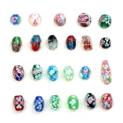 Traditional Craft Various Styles Inner Flower Handmade Lampwork Glass Beads For Charm Bracelets Earrings DIY Jewelry Making