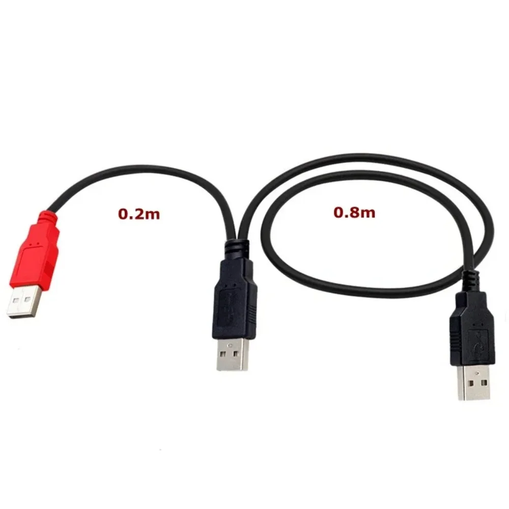 0.8M Y-Type USB 2.0 Data Cable, Double Head USB-B/Micro/Mini/Type-C, External Power Supply Cord For Mobile Hard Disk Printer