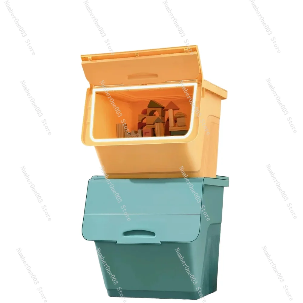 Toy Storage Box with Flip Cover, Household Sorting Box, Plastic Storage Box, Children's Snack Diagonal Opening Storage Box